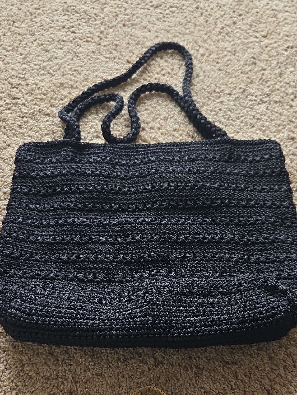 Black Crochet Shoulder Bag - Classic Women’s Tote